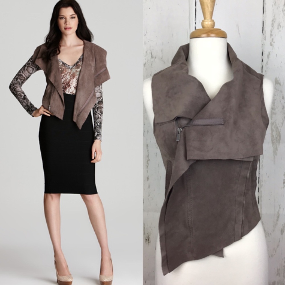 BCBGMaxAzria Vest Faux-Suede Asymmetrical NWOT